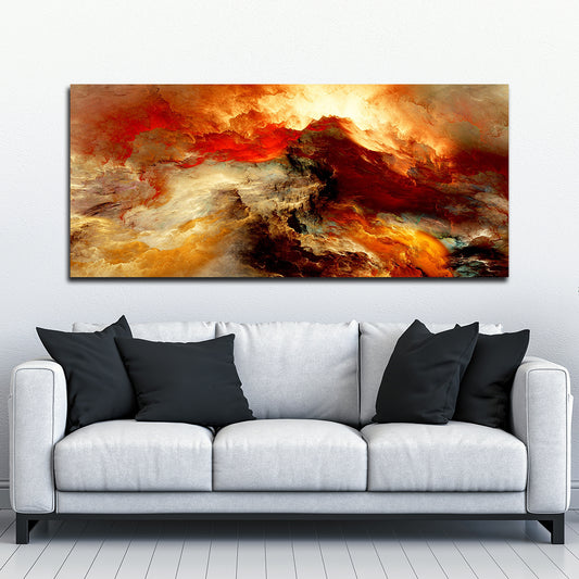 Golden Red Abstract Fractals - Canvas Print