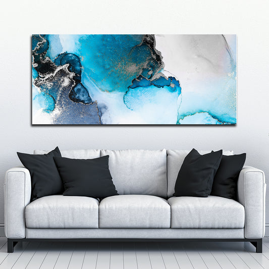 Blue and Silver Marble 3 - Canvas Print
