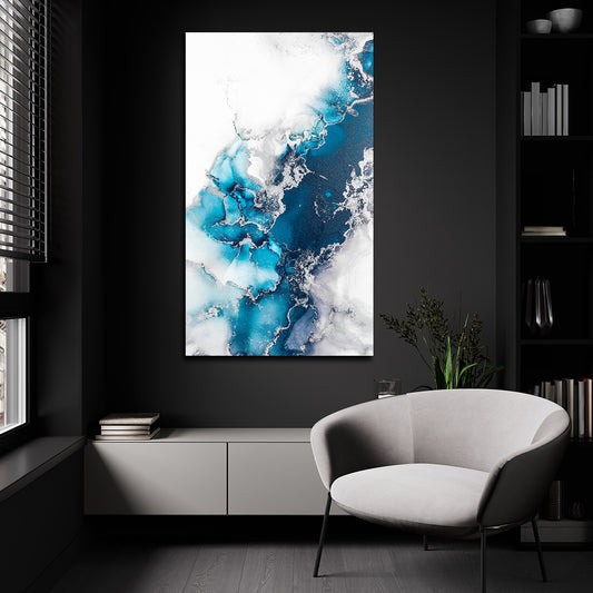 Blue and Silver Marble 1 - Canvas Print