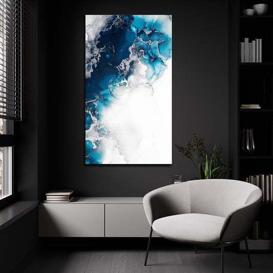 Blue and Silver Marble 2 - Canvas Print