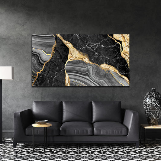Gold Monochromatic Marble - Canvas Print