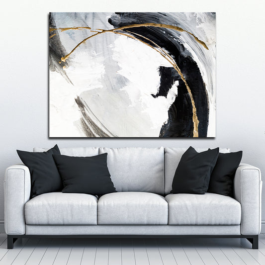 Abstract Black and Gold Paint - Canvas Print