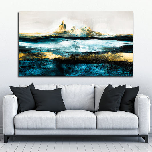 Gold and Blue Abstract - Canvas Print